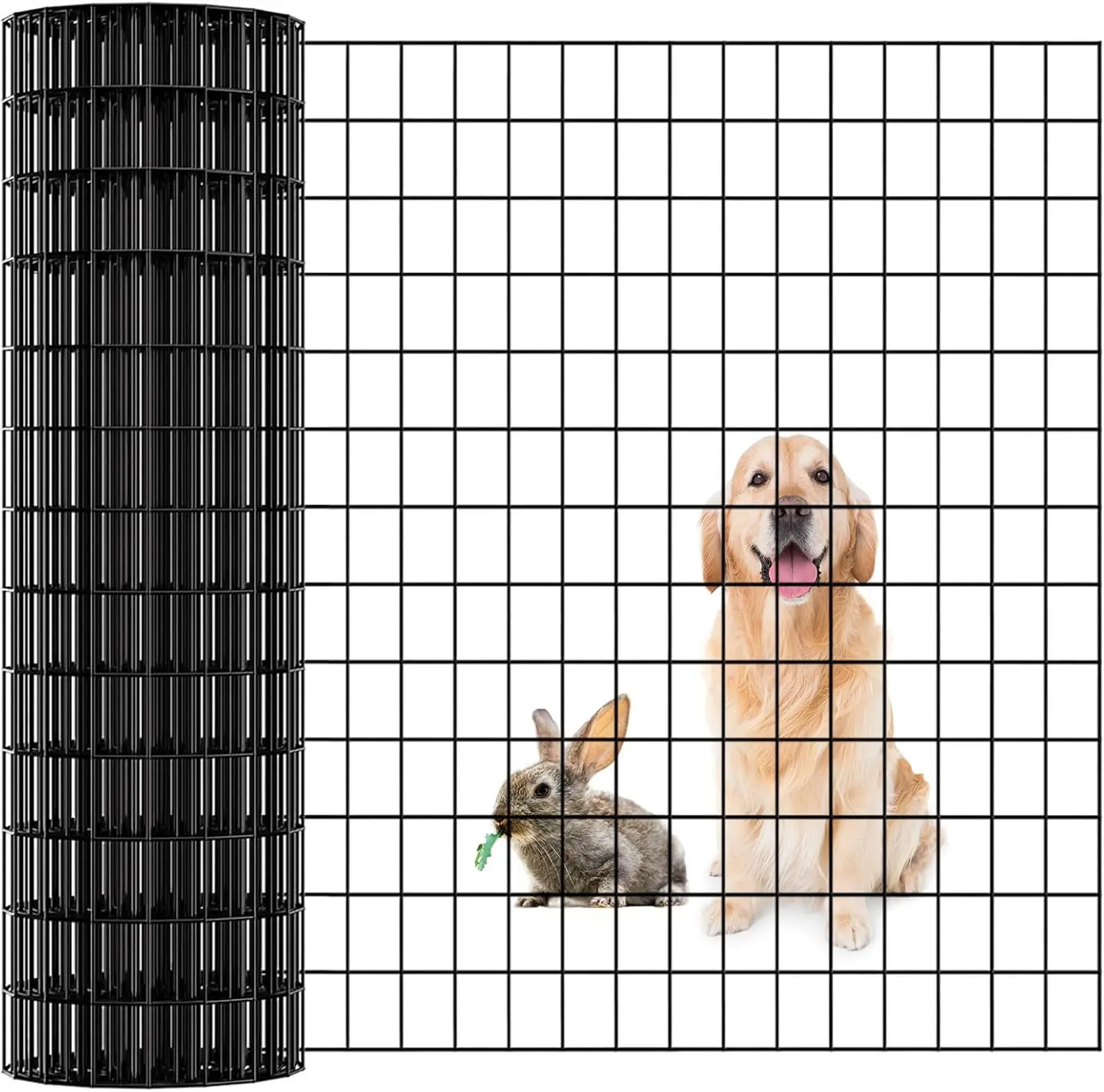 

Black PVC Coated Welded Wire Fencing 48in x 100ft, 2x3 Mesh for Garden Yard Protection
