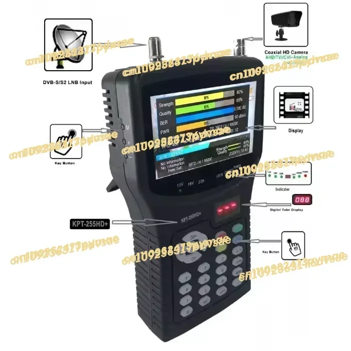 NEW KPT-255HD+ 4.3inch DVBS2 HD Satellite Decoder TV Signal Detector AHD H.265 Digital Sat Finder