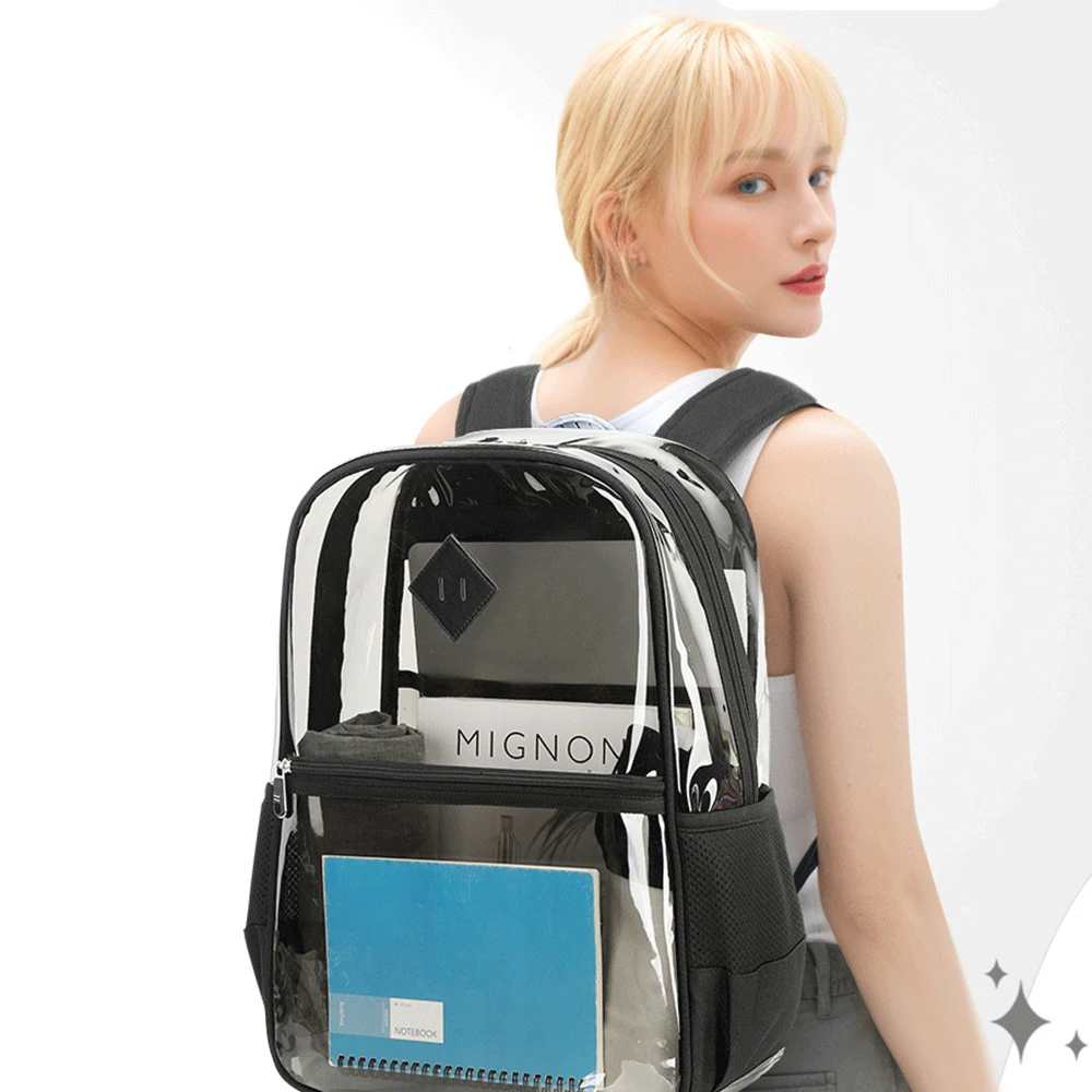 New PVC Transparent Backpack Waterproof Travel Shoulder Bag Multi-function Cute Clear Backpack Girl Boy
