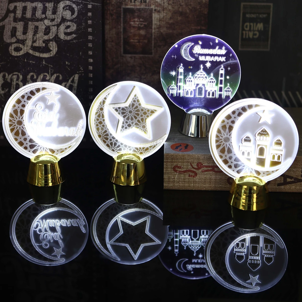 Eid Mubarak Ornaments Black Lantern Light Ramadan Decorations 2024 For Home Islamic Muslim Party Decor Kareem EID Al Adha Gift