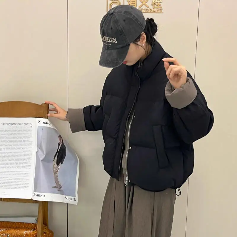 Chaqueta de pan versión coreana para niña, chaqueta acolchada de algodón de estilo corto, chaqueta acolchada gruesa de estilo corto para mujer, mantiene el calor en invierno