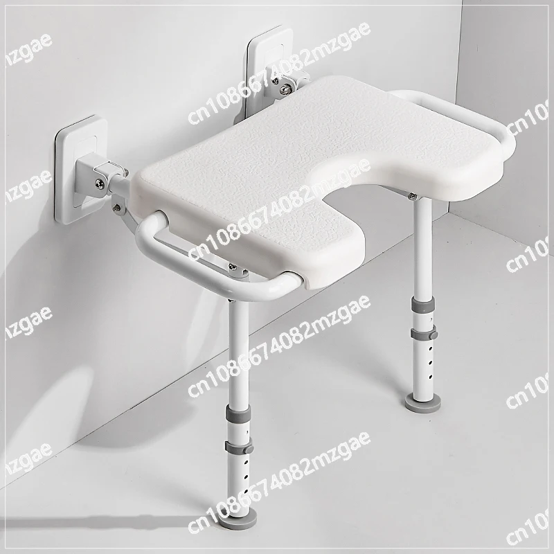 

Applicable Bathroom Bath Stool Foldable Double Armrest Toilet Chair Bath Stool