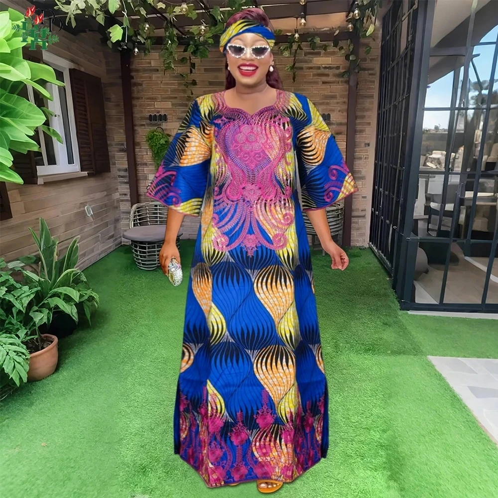 

H&D New African Clothes For Women Tradition Dress Embroidery Bazin Wedding Party Dress Ankara Robes Trads Wears African Clothes