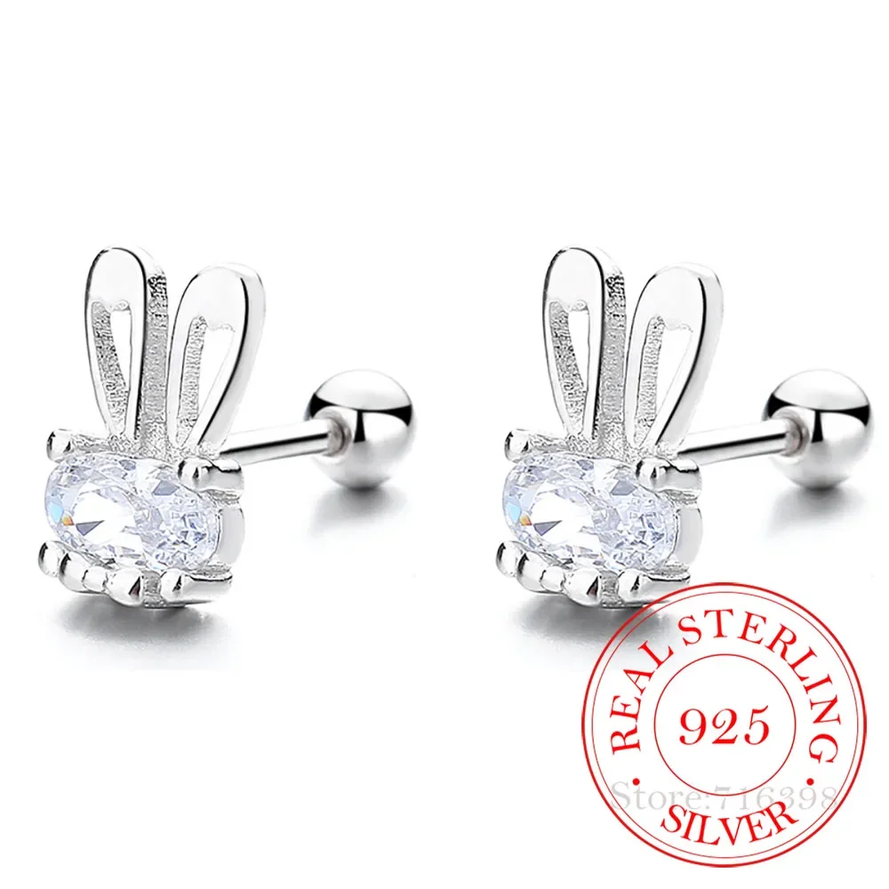 

Korean 925 Sterling Silver Cute Crystal Rabbit Thread Stud Earrings For Women Kids 2022 Party Jewelry Gift Female Pendientes