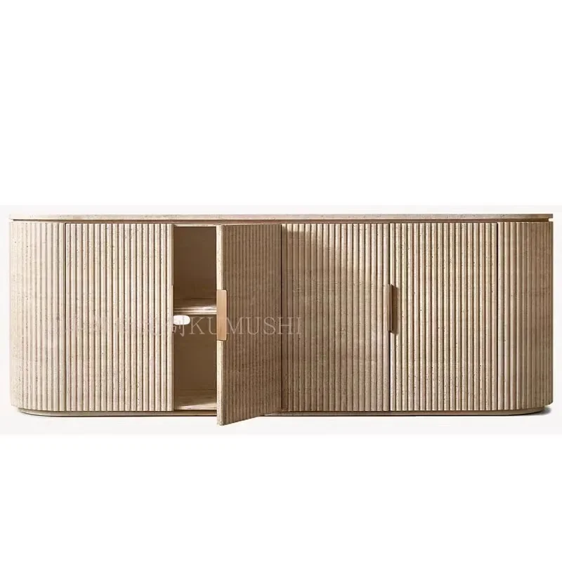 Natural travertine 4-door dining side cabinet retro designer Nordic simple storage cabinet Byron USA