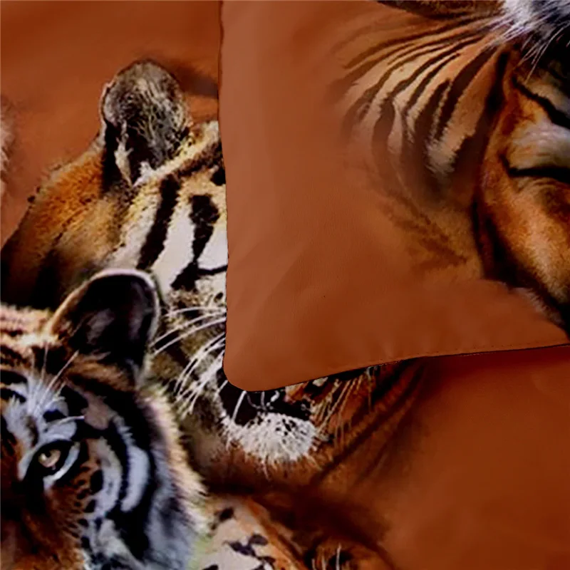 3D Animal Tiger Printed Bedding Set Brown Duvet Quilt Cover Set Single Double Twin Queen King Bed Clothes For Child Kid Adult