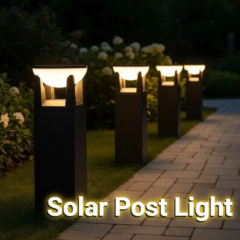 Waterproof Solar Post Cap Light Solar Powered Atmosphere Outdoor Column Lamp Circular 3 Color Modern Gate Lantern Patio Lighting
