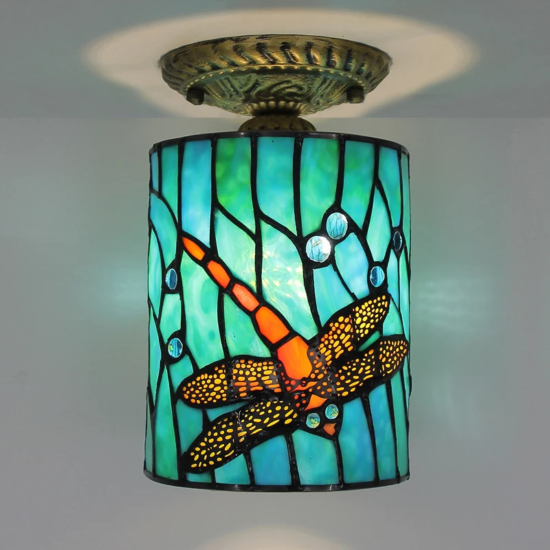 Tiffany Stained Glass Ceiling Lights Vintage Ceiling Lighting Mediterranean Hanging Lamp Kitchen Corridor Living Room Decoration