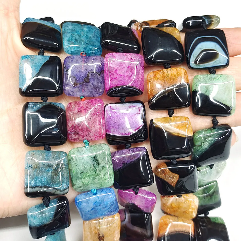 

Square Agate Beads Natural Stone Reiki Healing Crystal Gemstone Bead for Jewelry Making DIY Bracelet Necklace Crafts Accessories
