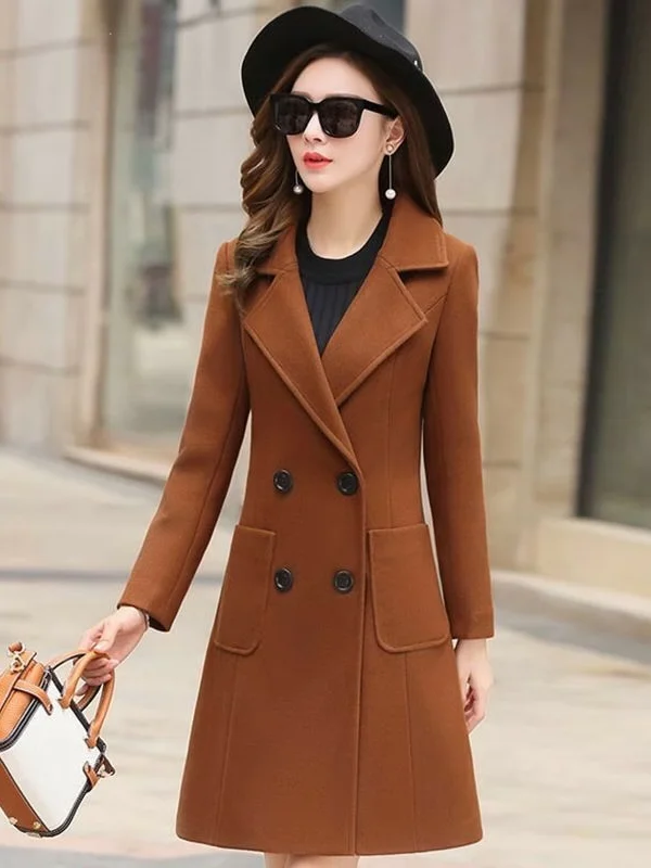 플러스 사이즈 여성용 한국 스타일 루즈 울 코트 가을 겨울 신상 슬레 프로 코트 롱 코트 단색 헤비 여성용