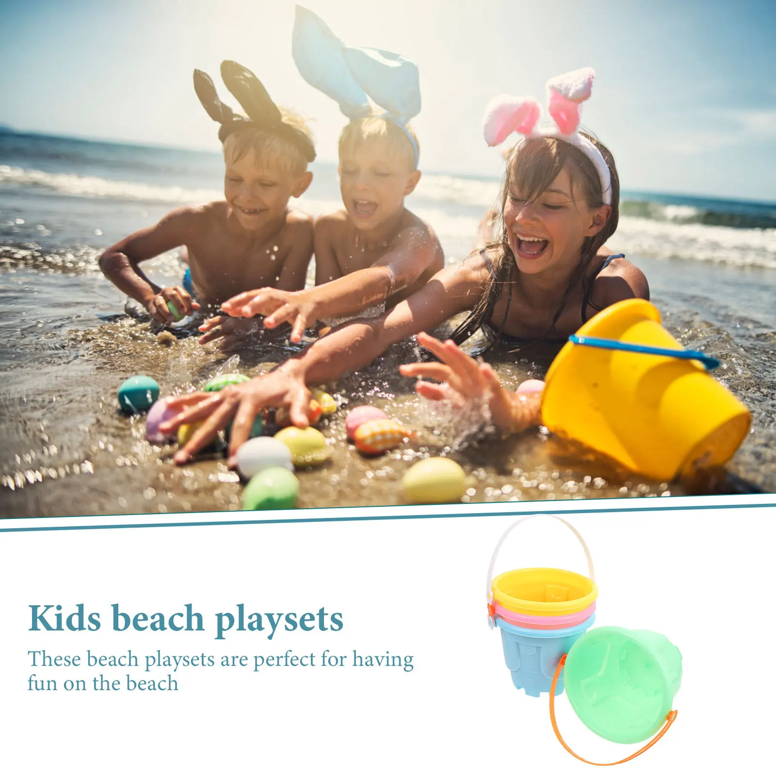 4개입 모래 해변 버킷 세트 프리미엄 플라스틱 어린이 놀이 세트 야외 창의력 개발 어린이용