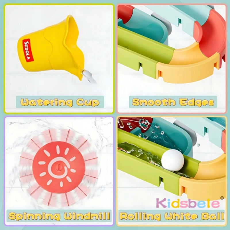 Pista fai-da-te per bambini con palline per vasca da bagno, piscina, regalo interattivo, assemblare pista, uovo di dinosauro, doccia con acqua, giocattolo con spruzzo d'acqua