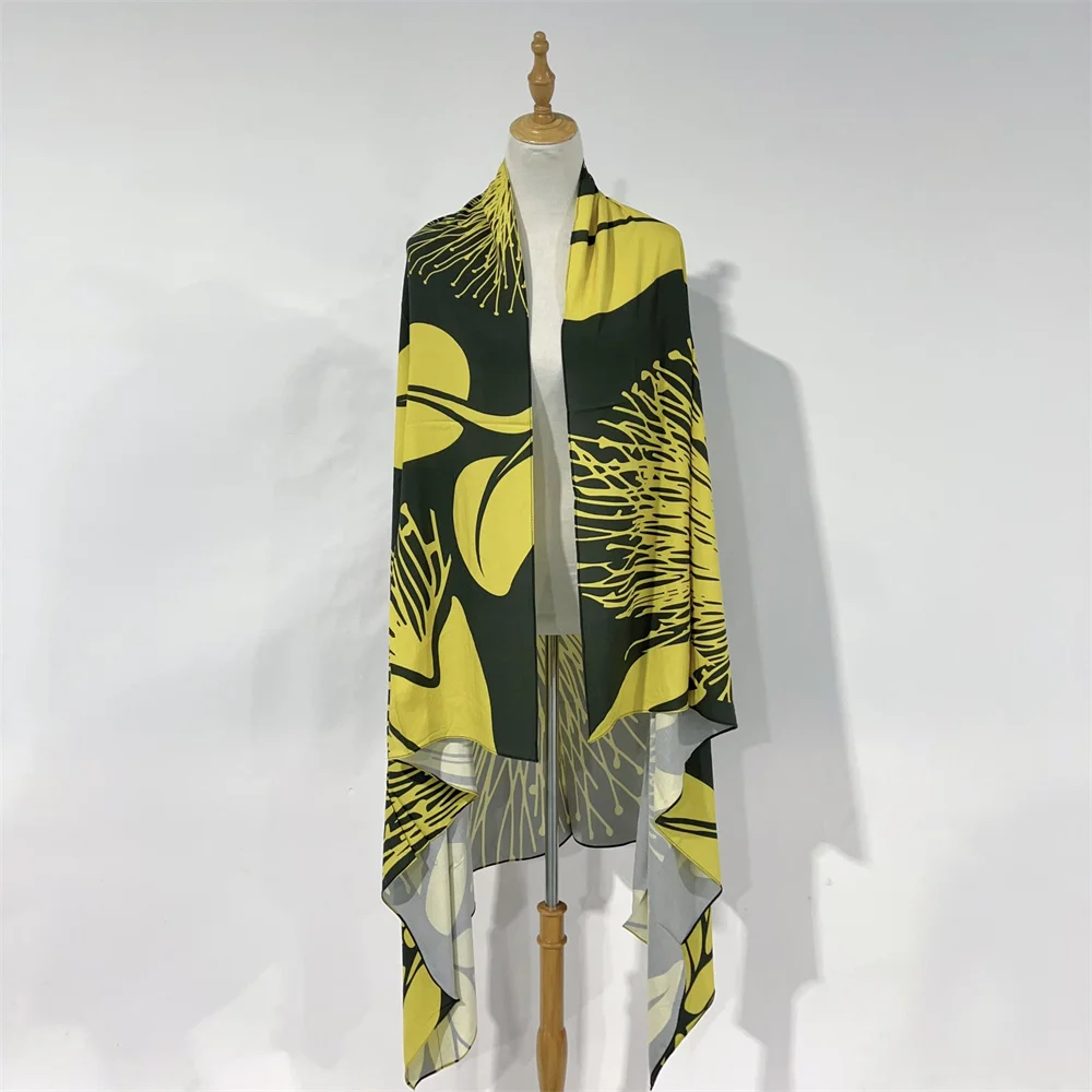 Plus Size 180*120CM Summer Hawaiian Lehua Flower Sarong Cover-Up Hawaii Tropical Floral Pareo Wrap Scarf Skirt Dress