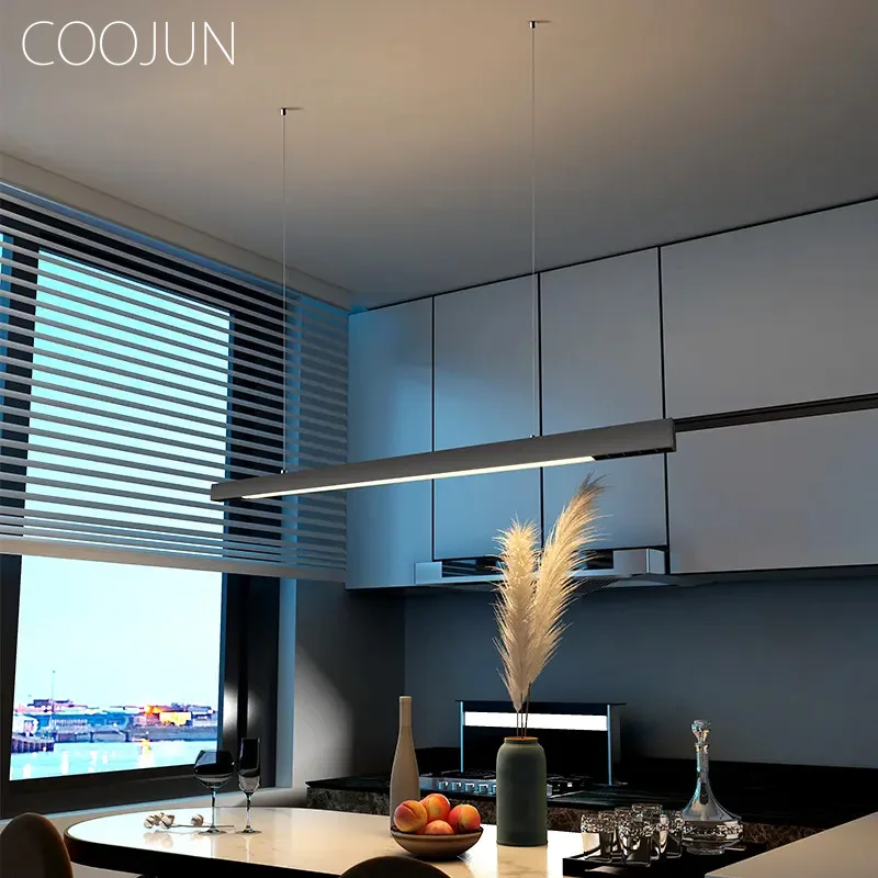 Imagem -02 - Coojun Moderno Led Luzes Pingente Simples Mesa de Escritório Sala Jantar Barra Linear Luz Teto Pendurado Lâmpada Iluminação Interior 120cm