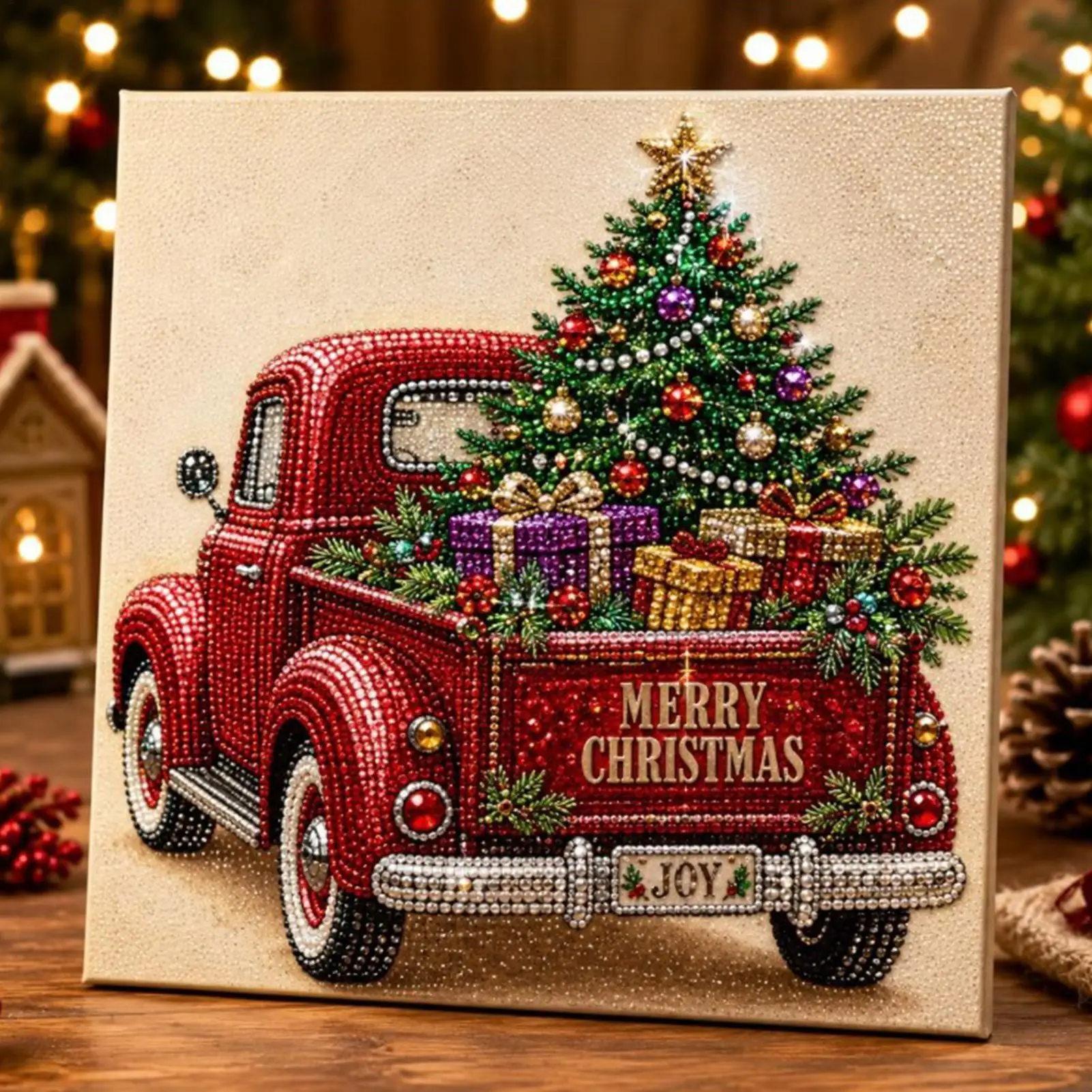 2026 Christmas Pearl Diamonds Painting Kit DIY Craft 3D Mixed-Sized Pearl Beads Craft Festive Window Wall Decoration