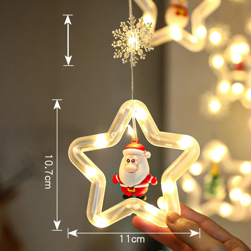 LED Christmas Lights,New Year Santa Christmas Window Lights Warm White with Hook Waterproof Xmas Decor Lights for Indoor Outdoor