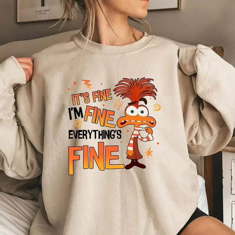 DY20Anxiety Inside Out 2 Felpa Tutto è fine Ansia Inside Out Emozioni Camicia Retro Felpe per la salute mentale Fans Gi
