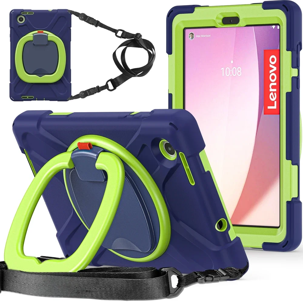 

Shockproof Kid Safe Silicon PC Pull Ring Stand Shoulder Strap Tablet Cover For Samsung Active Pro 10.1inch T540/T545/T547 Case