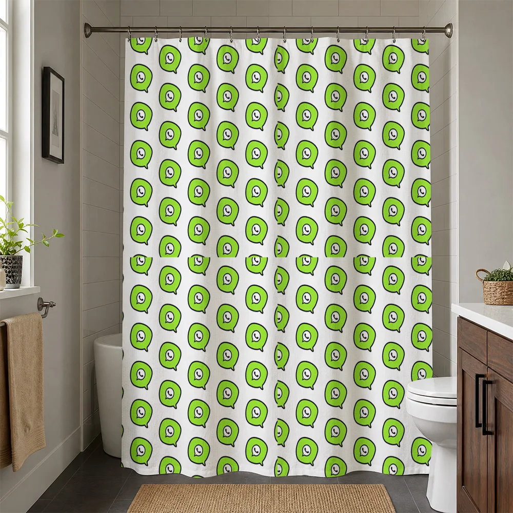 Waterproof Funny Chat Bubble Speech Balloon Pattern Shower Curtain Bathroom Decor Novelty Shower Liner for Modern Kids Home Acce