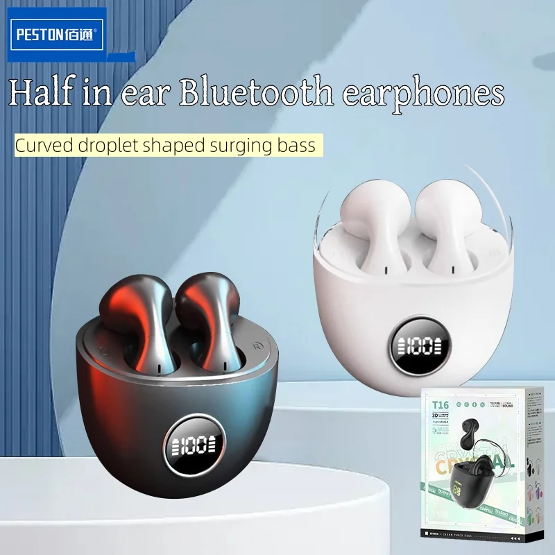 Subwoofer Droplet Type Wireless Bluetooth Earphones Dual in Ear Stereo High Power Transparent Charging Compartment Headphone TW