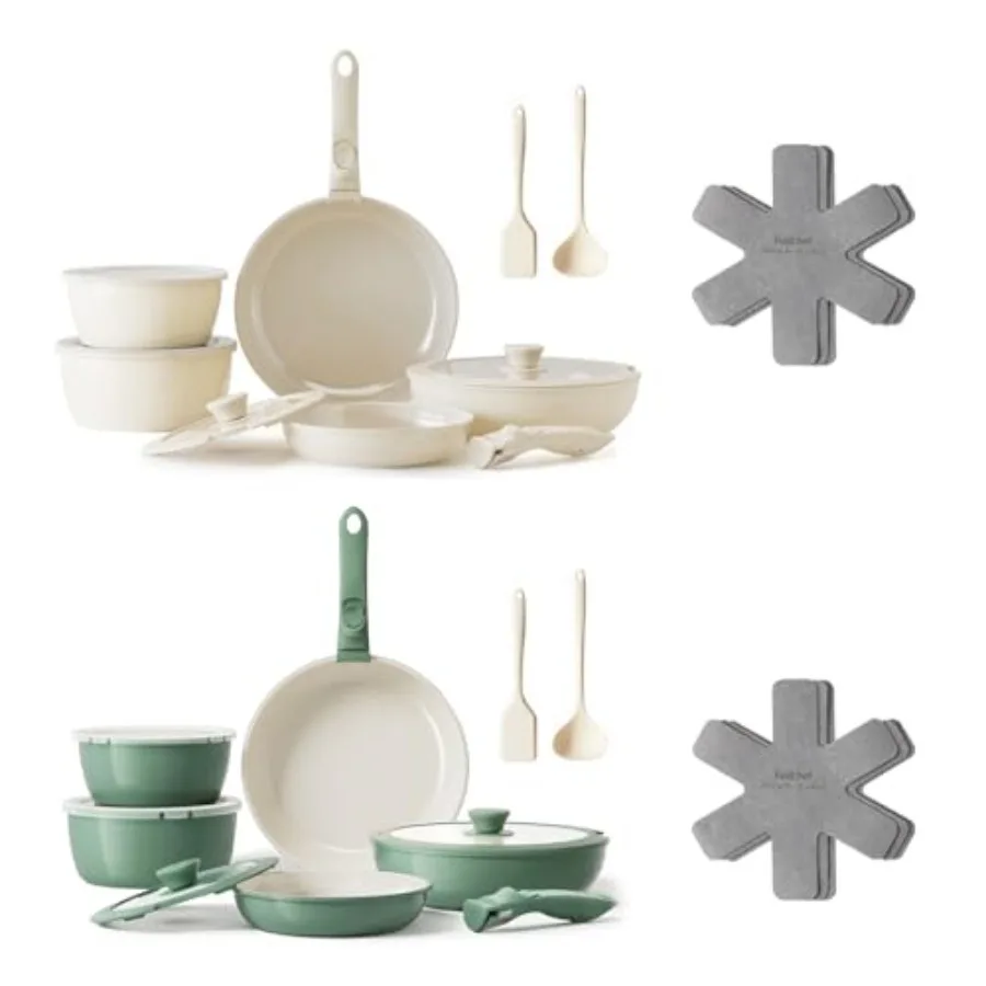 

32pcs Ceramic Pots and Pans Set Non Stick Nonstick Kitchen Cookware Set with Detachable Handle Non Toxic PFAS PFOA PTFE Free RV