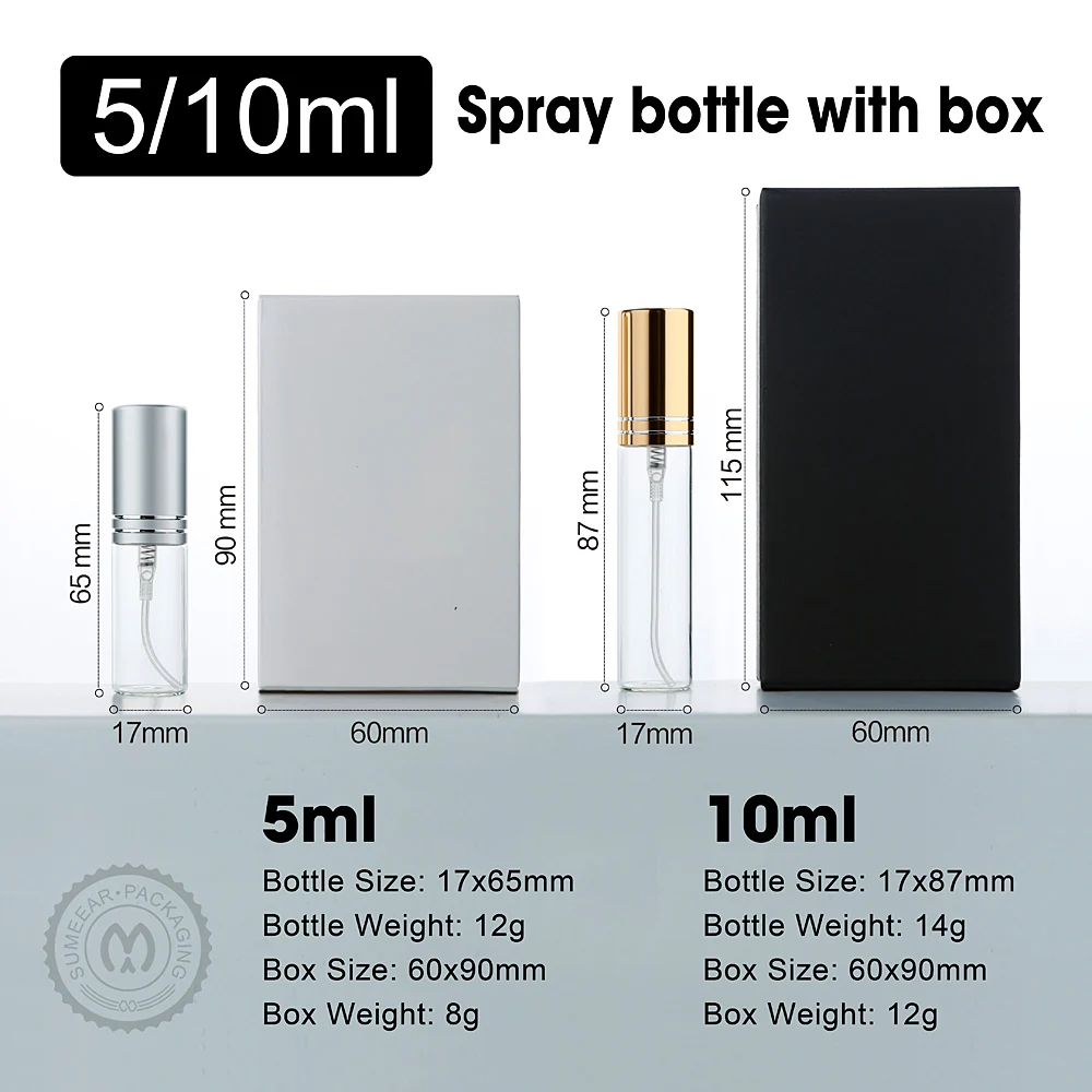 50pcs 5ml 10ml Perfume spray bottle With Package Refillable Sprinkler perfume bottle aluminum mini spray bottles