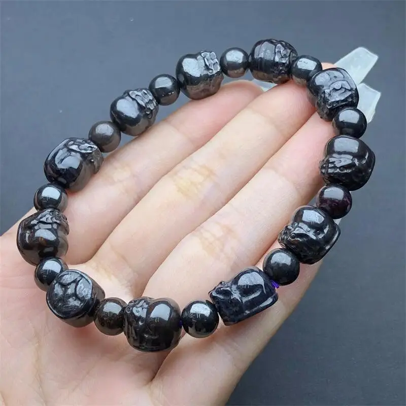 9.5MM Natural Sugilite Pixiu Bracelet Handmade Crystal Quartz Jewelry Stretch Bangle Children Birthday Gift 1pcs