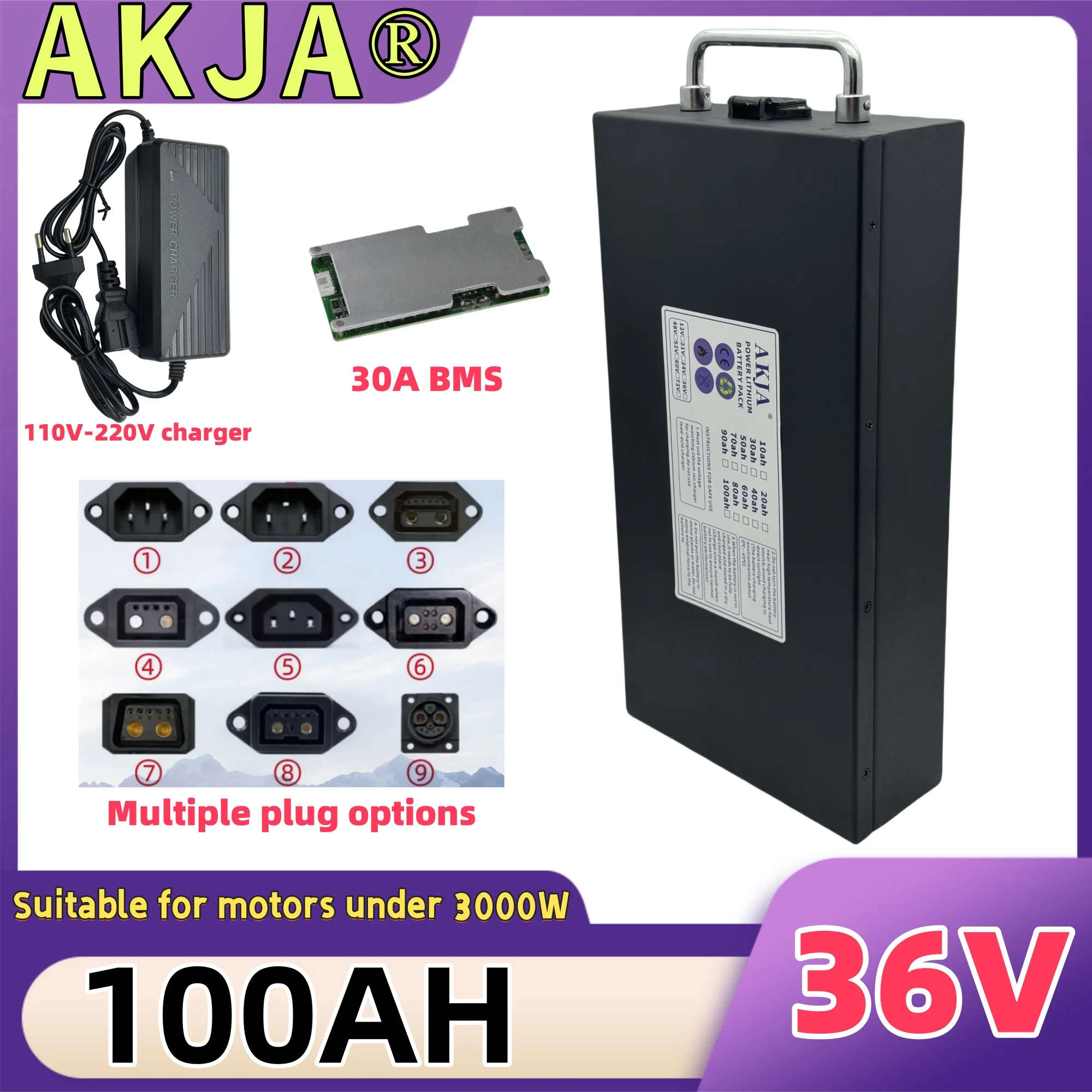 

Air fast transportation，Send within 24 hours，36V100AH，18650 lithium battery，Lithium battery pack，Suitable for motors below 3000W