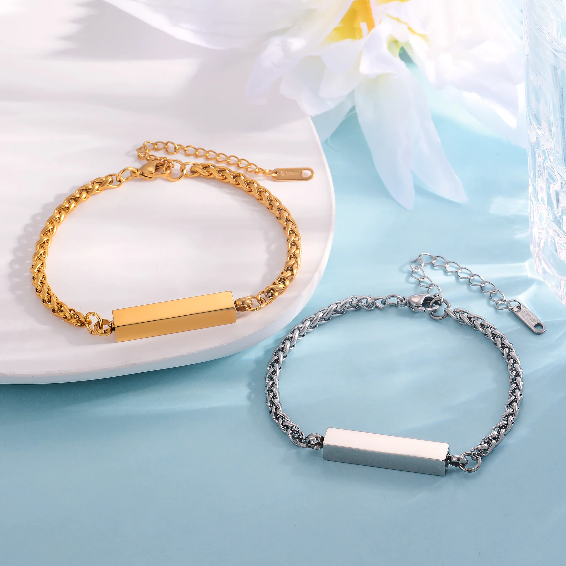 Gelang Rantai Batang Persegi K - Coordinates Bracelet ulasan dan harga