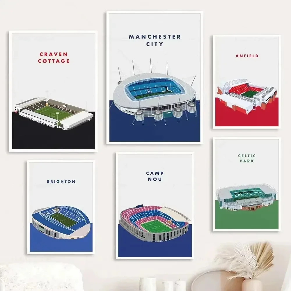 Sports Venue Canvas Painting Football Field Sport Wall Art Poster Print Manchester City Anfield Stadium Pictures Teen Room De