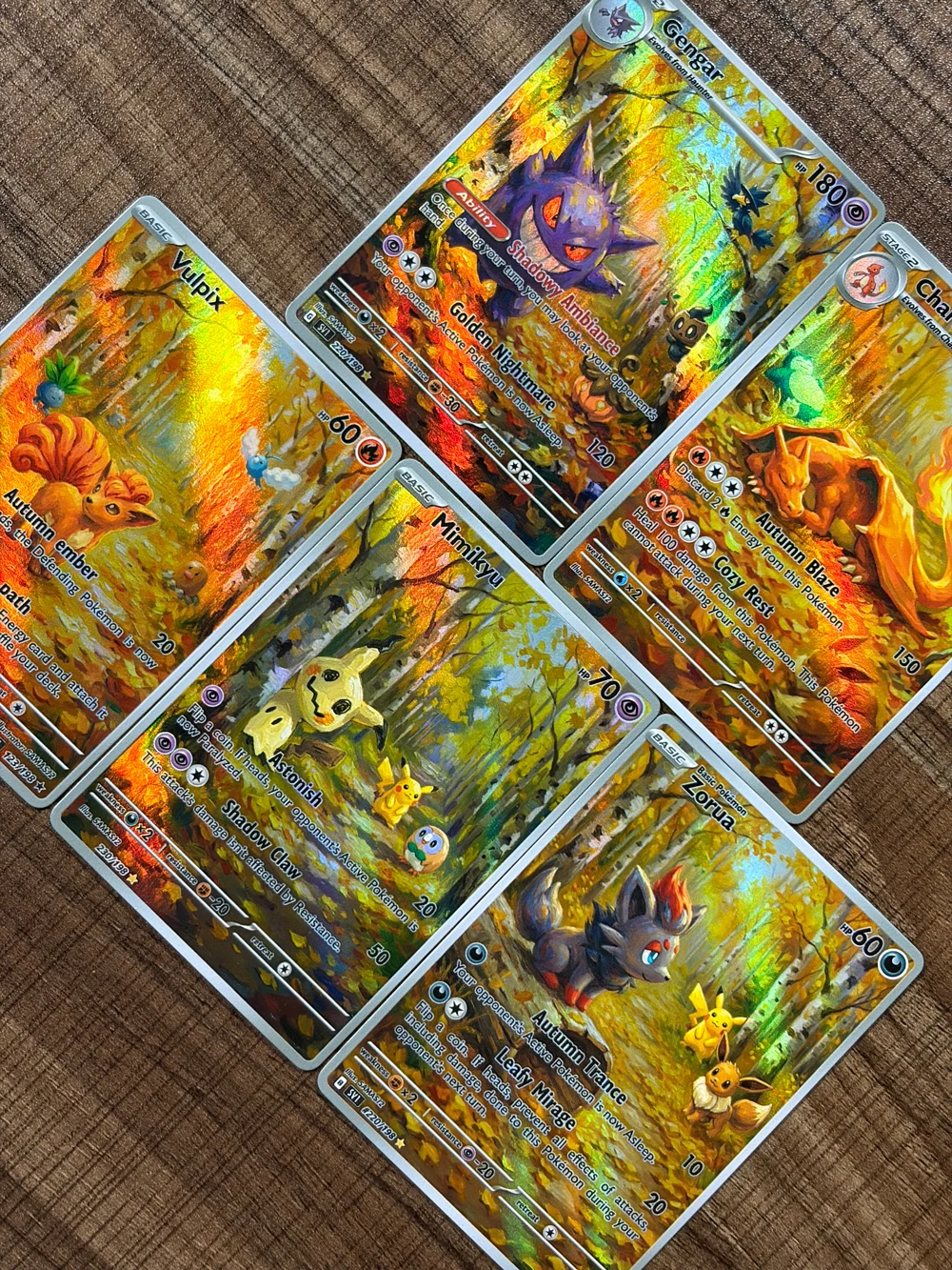 Pokemon PTCG Cards Gengar Charizard Vulpix Mimikyu Zorua Autumn