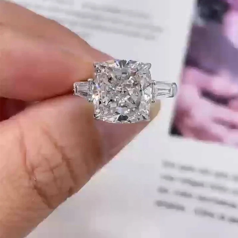 5CT Cushion Cut CVD HPHT Lab Grown Diamond Ring IGI Certified DEF VS-VVS Solid 14K White Gold Women Wedding Engagement Bridal Fine Jewelry Gift