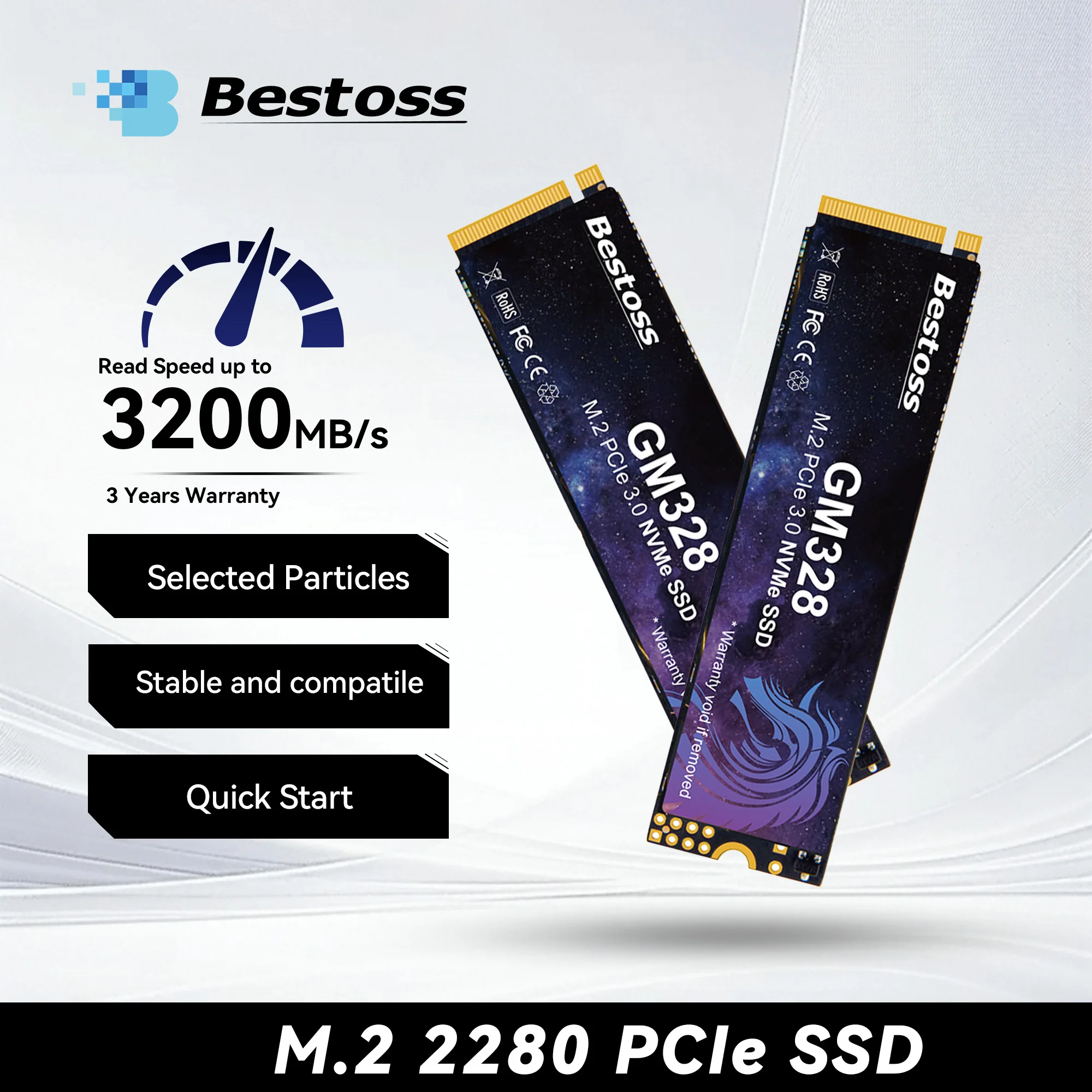 

Внутренний твердотельный накопитель Bestoss M.2 2280 NVMe PCIe 3.0 SSD 128GB 256GB 512GB 1TB 2TB для ноутбуков, настольных ПК и игровых компьютеров