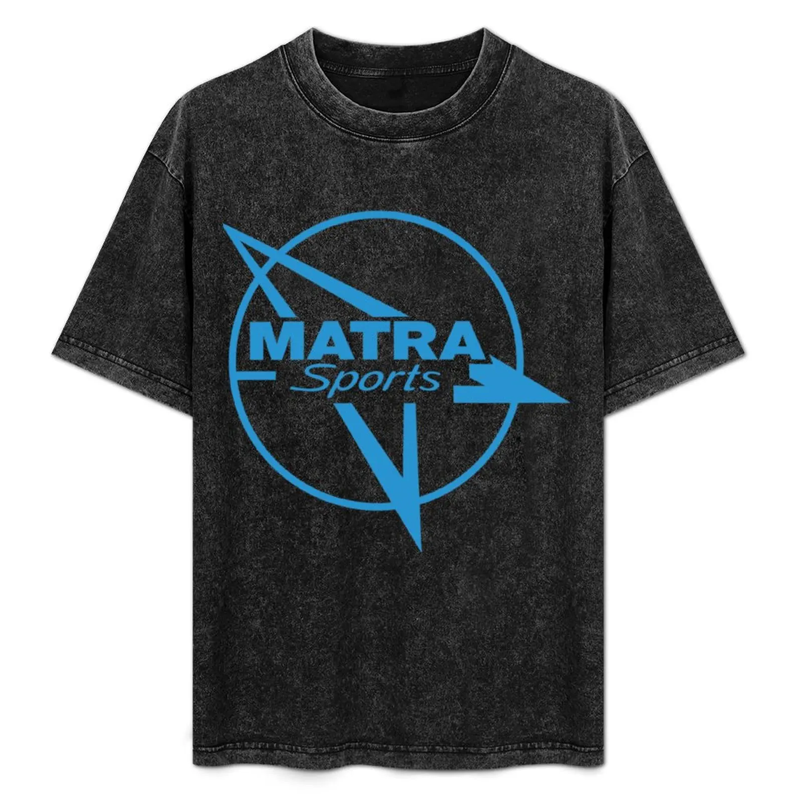Camiseta azul con emblema de Matra Sports vintage, camiseta informal transpirable de manga corta