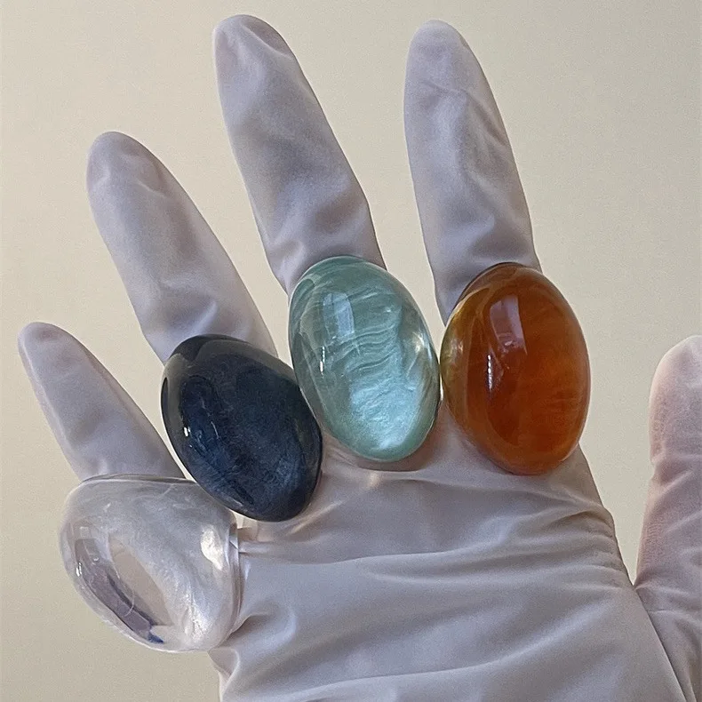 

Oval Retro Transparent Design Resin Acrylic Rings for Women Versatile Fashion Temperament High Ring Jewelry Party Gifts