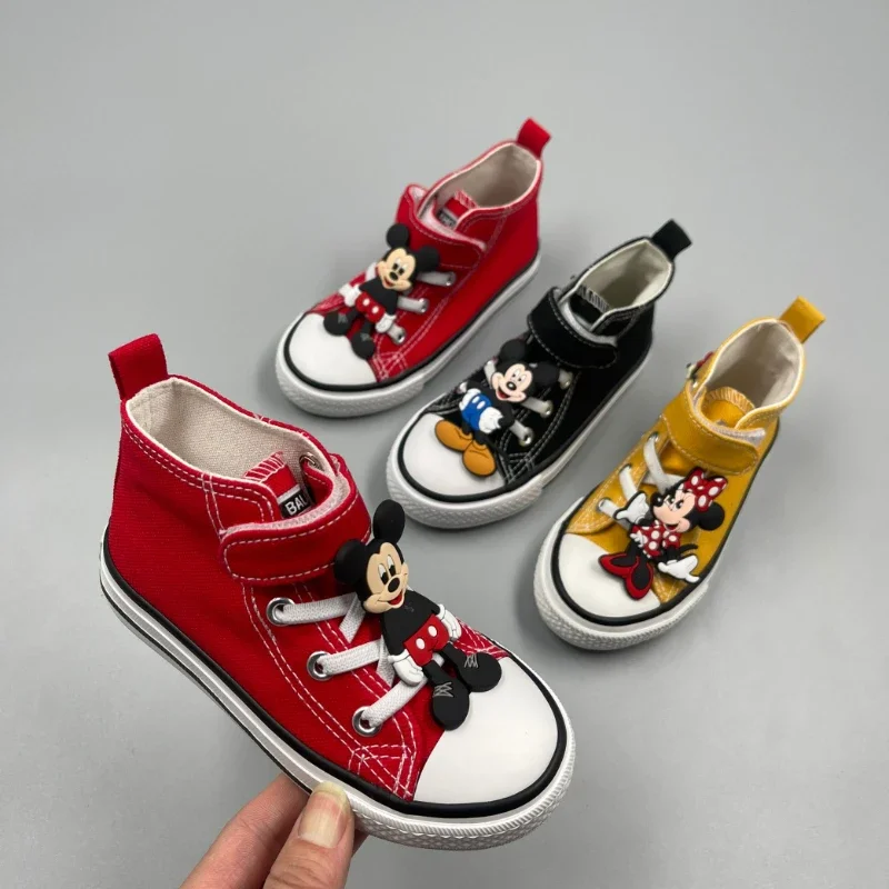 Disney Children\'s Shoes Fashion Mickey Mouse Student Shoes Girls Boys Anti-slip Outdoor Shoes Canvas Shoes Kids Sport Shoes