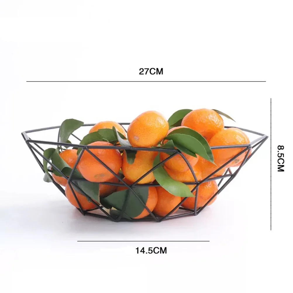 

Small Size Black Iron Snack Storage Basket Nordic Creative Fruit Basket Modern Living Room Fruit Bowl Simple Line Design