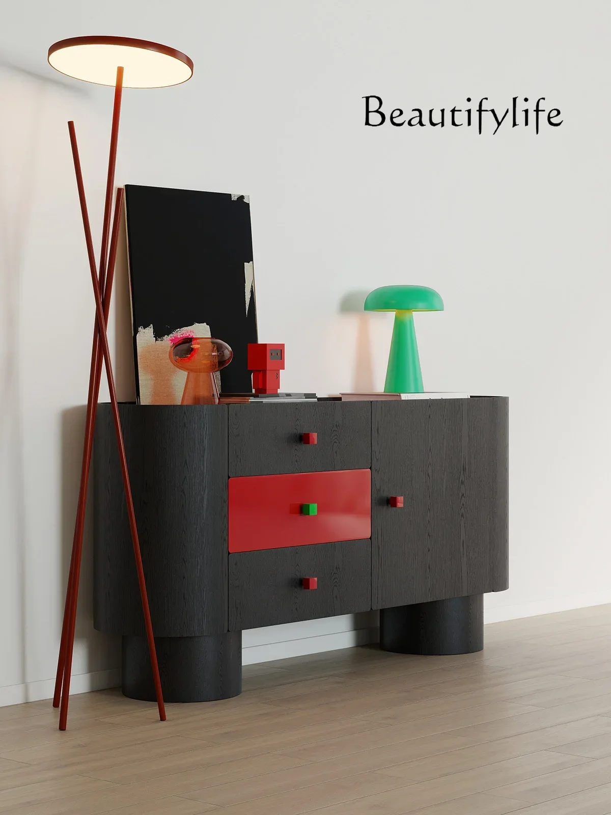 

N19 Italian minimalist dining side cabinet living room art creative designer senior entrance cabinet fashion home
