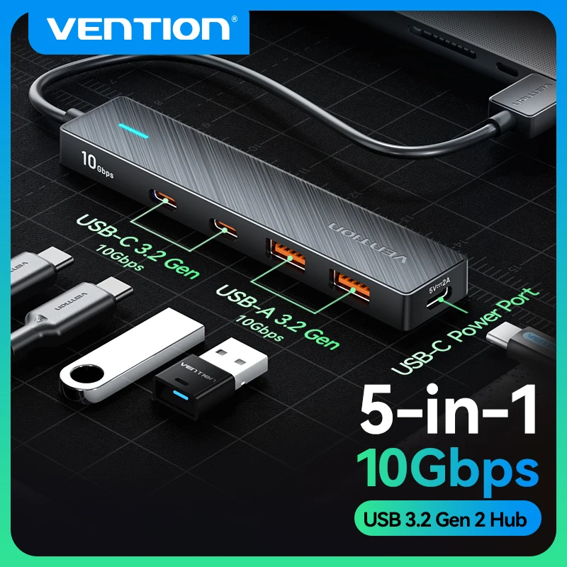 Vention USB HUB 4 Ports USB HUB 10Gbps USB 3.2 Gen 2 Adapter For Macbook Pro Air M1 PC Laptop Accessories Type C HUB Splitter