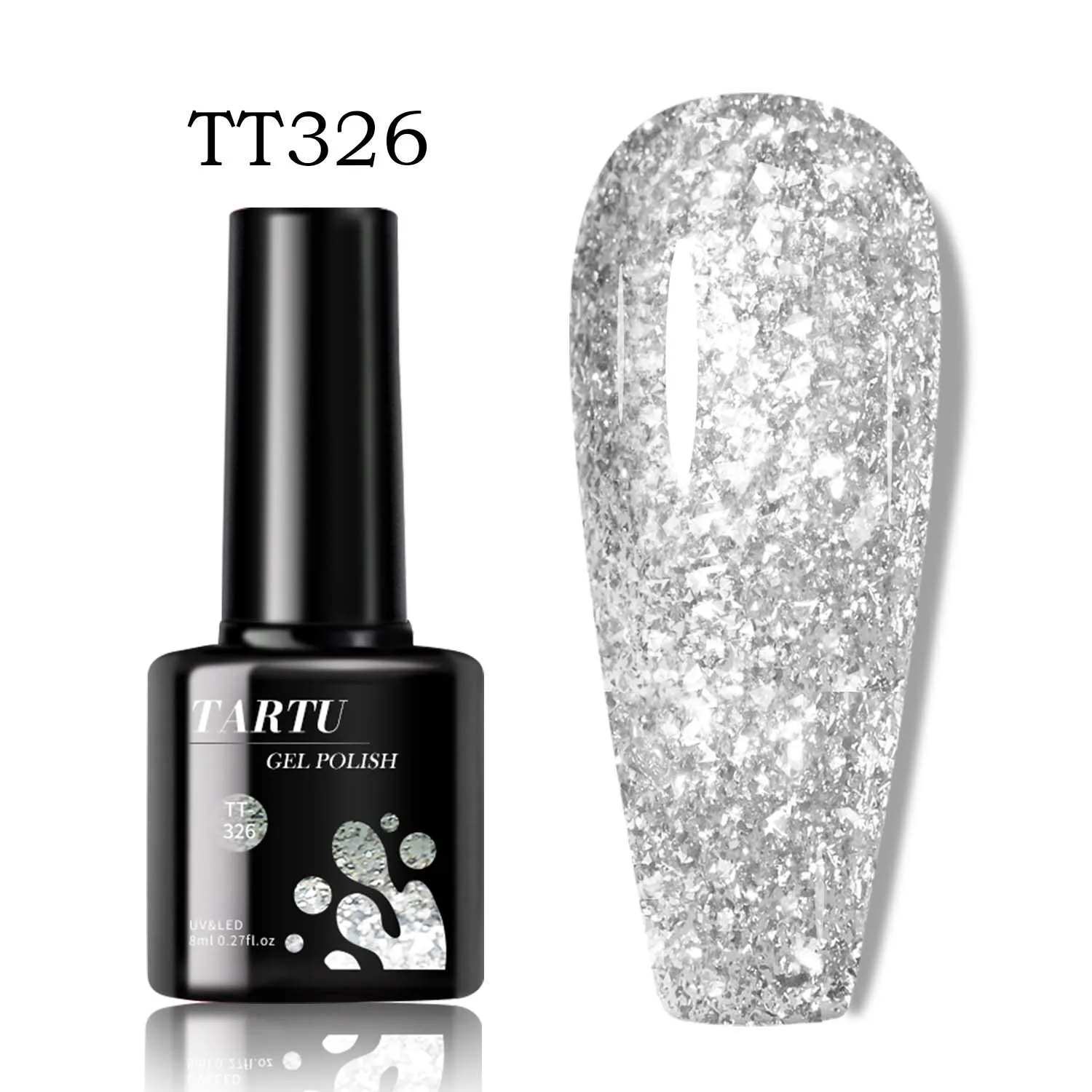 8 مللي بريق الفضة المجسم بريق هلام مسمار البولندية القابلة للإزالة LED/الأشعة فوق البنفسجية طويلة الأمد بريق الترتر المنزل مسمار الفن صالون