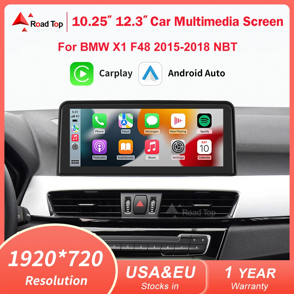 Road Top 1920*720 pantalla táctil inalámbrica Carplay reproductor Multimedia pantalla para BMW X1 F48 2015-2018 NBT Android Auto unidad principal 1