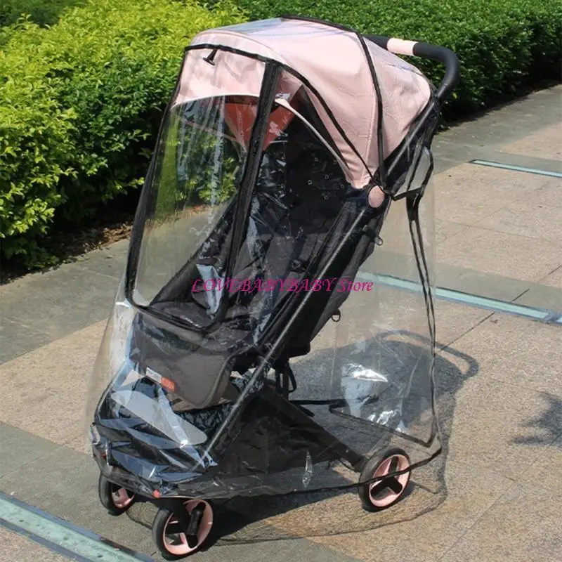

Transparent Baby Strollers Rain Cover Weather Proof & Portable Protective Sleeve Full Protections Cart Guard 4XBC