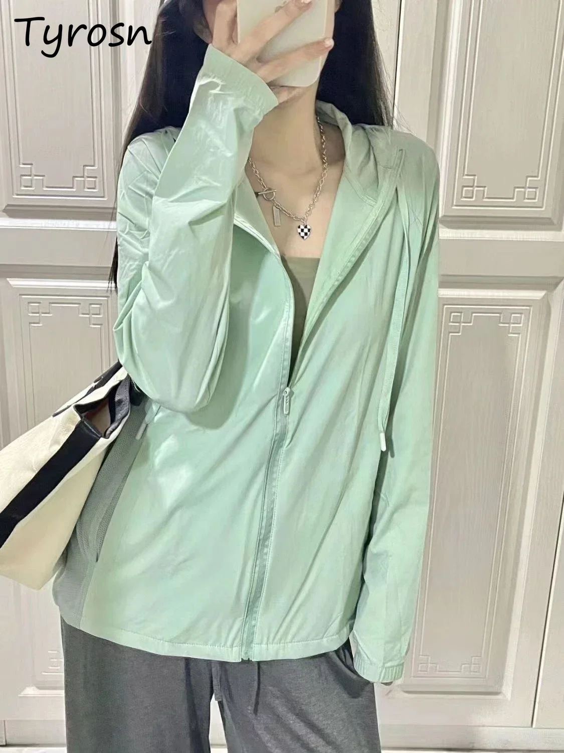 

Sweet Jackets Women Long Sleeve Sunscreen Japanese Style Heeded Breathable Solid Candy Color Kawaii Summer Fashion Loose Leisure