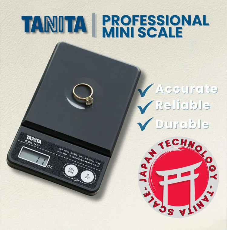Tanita 1475T Taschenwaage mit hoher Kapazität, 1200 g Fassungsvermögen, 1 g Genauigkeit mit abnehmbarem Tablett und fester Abdeckung für Schmuck und Bullion – Detail 4