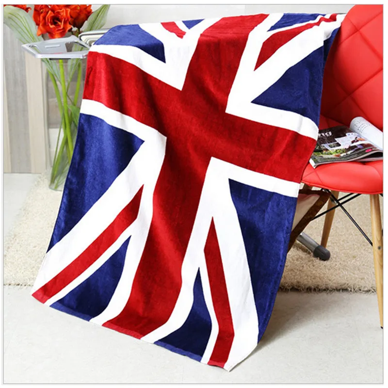 

American British Flag Design Bath Towel 140x70cm Absorbent Cotton Beach Towel Drying Washcloth Swimwear Shower Towels