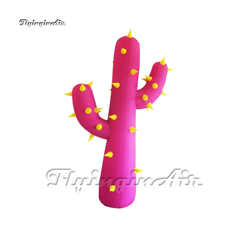 Personalized Giant Pink Inflatable Cactus Model Artificial Plant Balloon With Sharp Spines For Yard Decoration