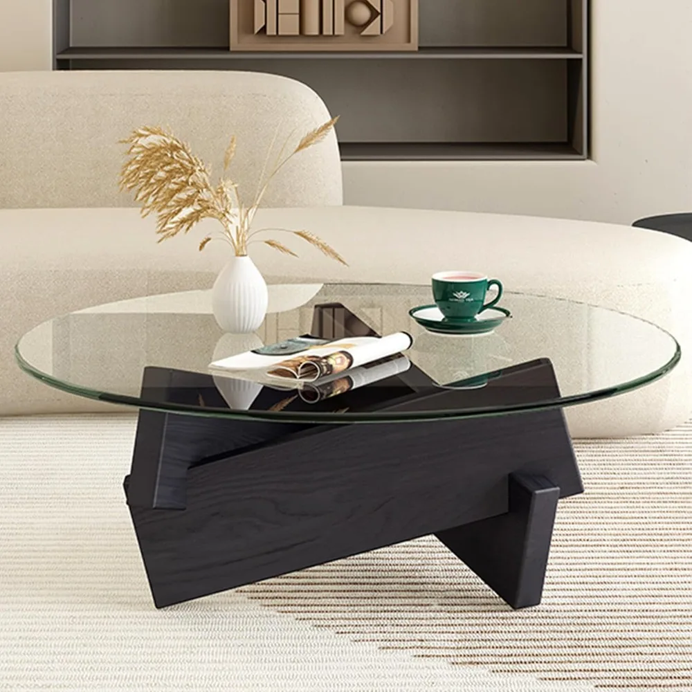 

Coffee Table, Round Coffee Table for Living Room Modern Glass Coffee Table