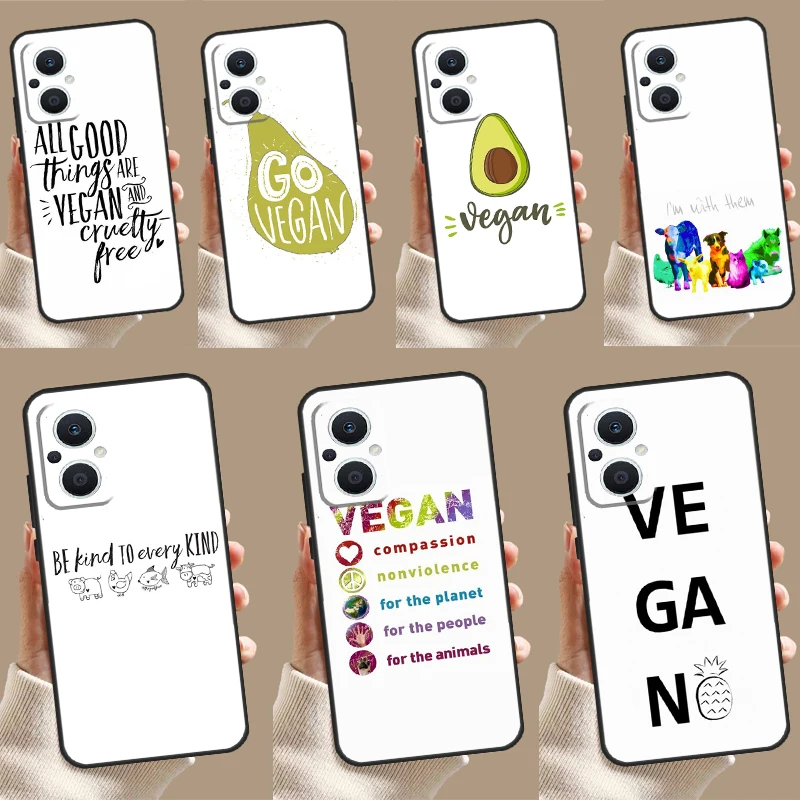 Casing VEGAN kutipan VEGAN LOVE VEGGIE untuk OPPO Reno 11 11F 10 Pro 4Z 5Z 8T 5 6 7 8 Lite OPPO Find X5 X6 Pro X2 X3 Lite sampul