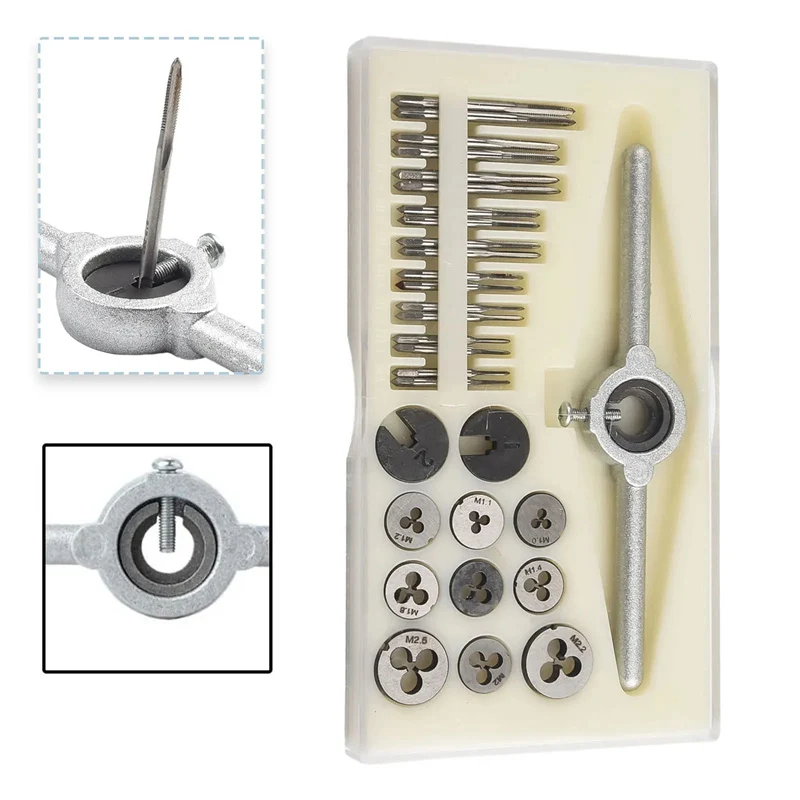 Metric Tap e Die Grupo nc Rosca Plugs Torneiras Aço Hss Ferramentas de Chave Manual M1-m2.5 31 Pcs