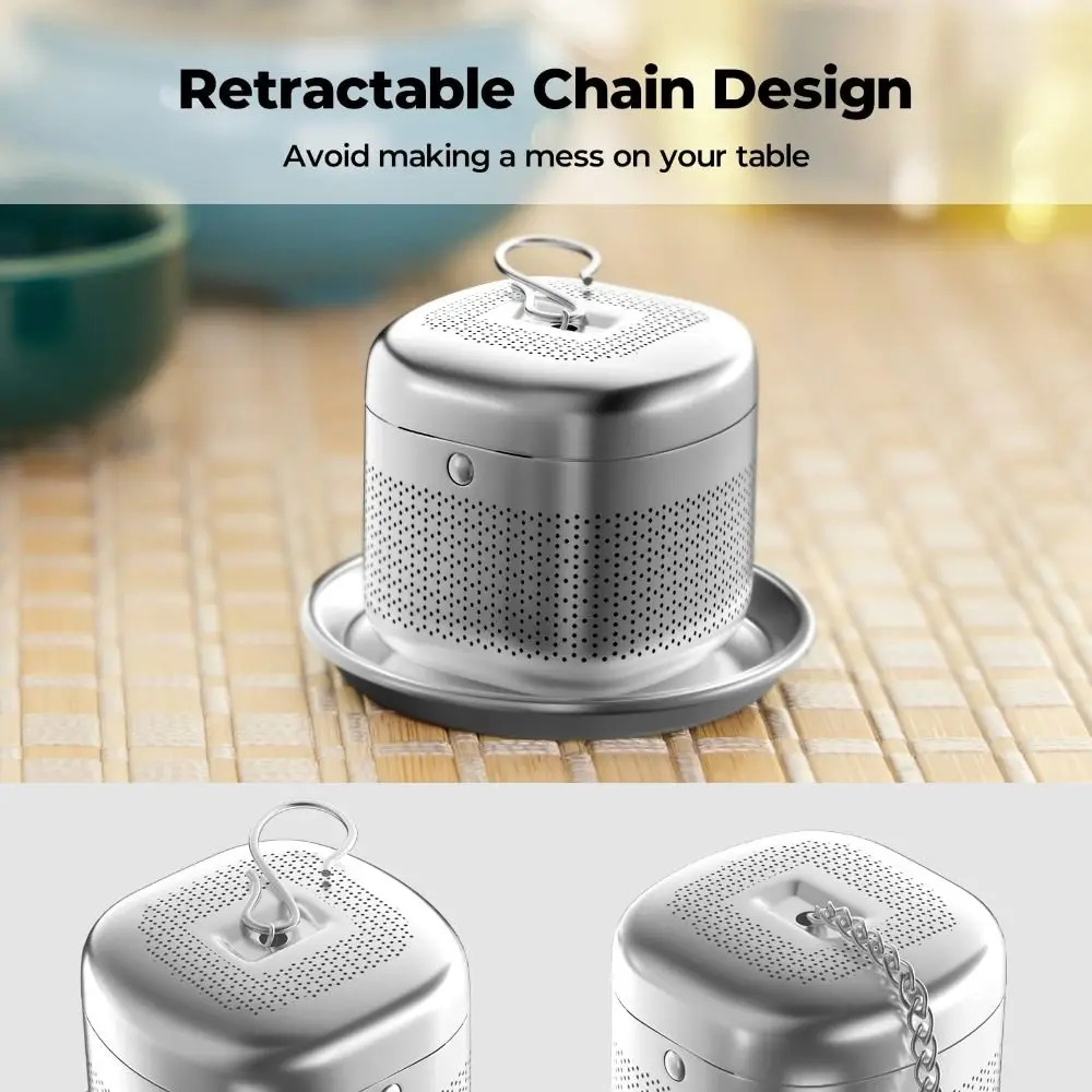 Extended Chain Hook Stainless Steel Tea Infuser Ball Extra Fine Mesh Brew Tea Loose Leaf Tea Diffuser Ball Shape